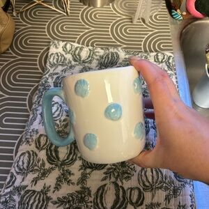 White Mug with Blue Polka Dots